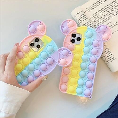 Rainbow Soft Silicone Phone Case for iPhone 12Pro Max 11 6 7 8 Plus X XR XS MAX Cute Bear Game Console Phone Protective Cover