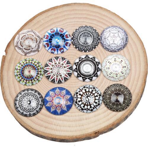 Reidgaller mix mandalas photo round glass cabochons 16mm 10mm 12mm 14mm 18mm 20mm 25mm diy jewelry findings