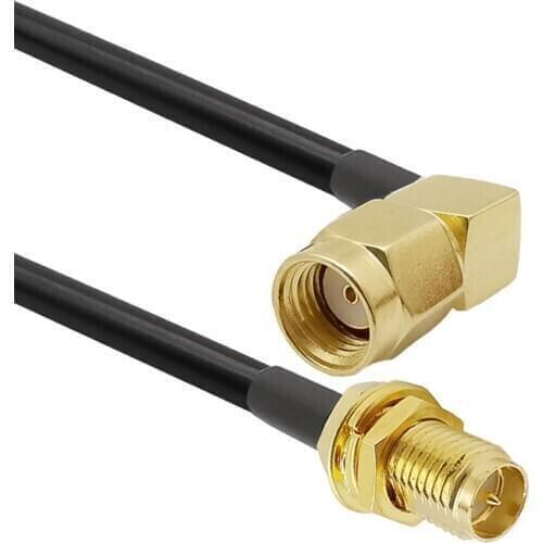 RP-SMA Male Right Angle to RP-SMA Female LMR195 WiFi Antenna Extension Coaxial Cable for Wireless Mini PCI Express PCIE 8/10/15M
