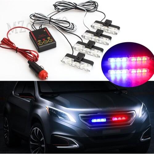 4x3 LED Strobelights stroboscopes Police lights fso flashes flasher Car Motorcycle Grill Warning Light Fireman Ambulance