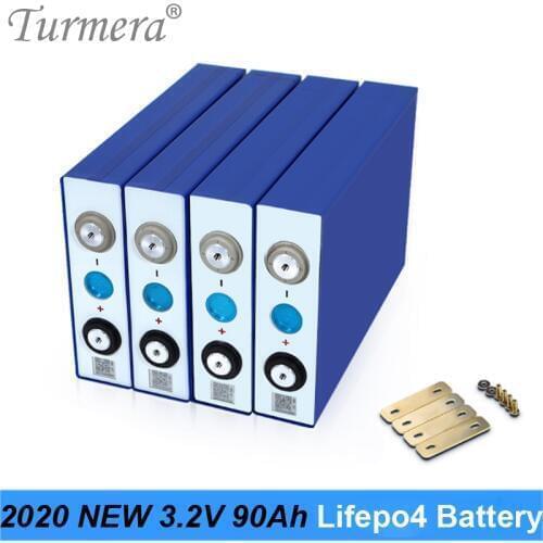 Turmera 4Pieces 3.2V 90Ah Lifepo4 Battery Lithium iron phosphate battery for Solar power system and Uninterrupted Power Supply