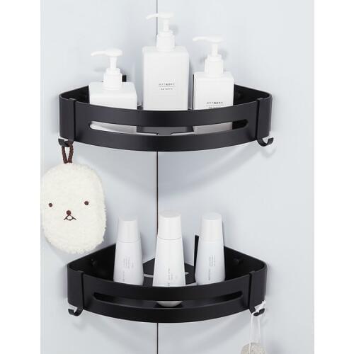 Corner Shelf Wall Mounted Black Aluminum Bathroom Soap Dish Bath Shower Shelf Bath Shampoo Holder Basket Holder Corner shelf