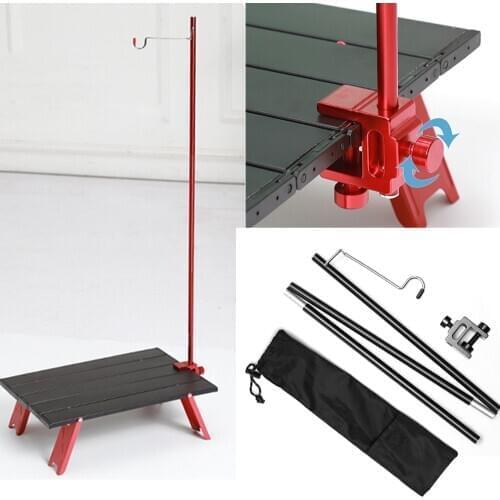 Outdoor Folding Lamp Post Pole Aluminum Alloy Portable Hiking Camping Tent Table Hanging Light Fixing Stand Holder