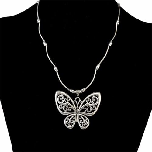 High Quality Bohemian Gypsy Fashion Choker Necklaces & Pendants Hollow Out Butterfly Statement Necklace Women Jewelry