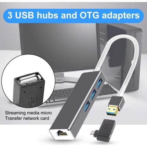 Ethernet Adapter High Speed 10/100Mbps Micro USB to RJ45 LAN Converter with 3 USB Hub OTG Adapter for Streaming TV Stick