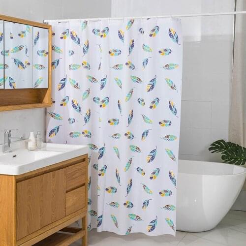 Shower Curtains Punch-free Waterproof And Mildew-proof Sanitary Partition Bathroom Curtains Printing Thickened Shower Curtain