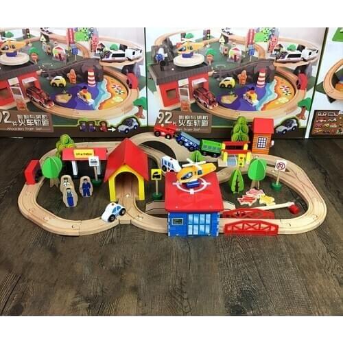 Montessori Train Toy Vehicles Kids Toys Model Cars Wooden Puzzle Building Slot Track Rail Transit Parking Carage Magnetic Slot