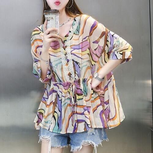 Women Tunic Plus Size Clothing Top Summer Chiffon Vintage Blouse Ladies Short Sleeve Tee Shirt Femme Loose Casual