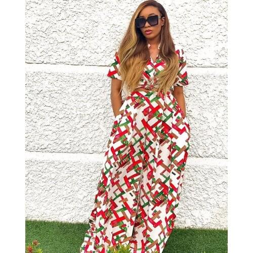 2021 New African Print Elastic Dashiki Short SLeeve Suit for Lady Women Top and Leggings 2pcs Sets African Clothes for Women