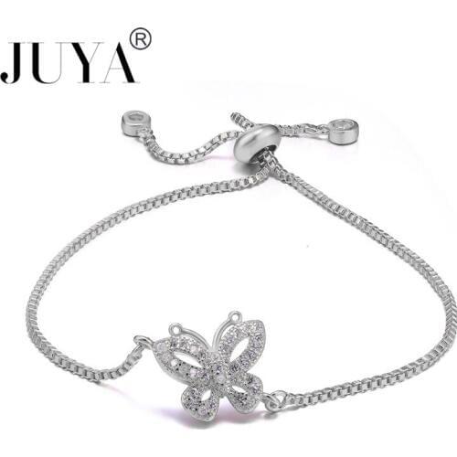 2020 NEW Summer Trendy Cubic Zirconia Crystal CZ Butterfly Adjustable Bracelet for Women in Gold Rose Gold Jewelry