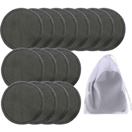 16Pcs Reusable Bamboo Cotton Make Up Remover Pads Washable Triple Layer Facial Skin Care Wipe Pads Cleaning Pad with Bag