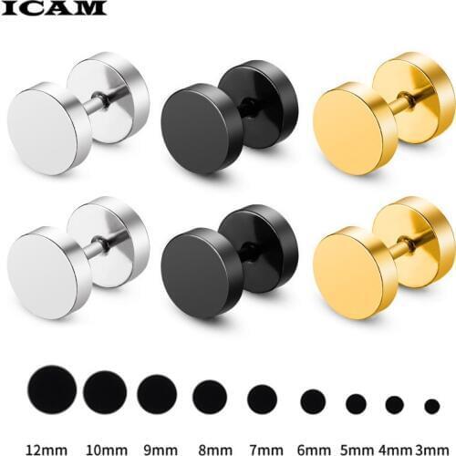 ICAM 2pcs Black Stainless Steel Fake Cheater Ear Plugs Gauge Body Jewelry Pierceing Earring For Men Hot Sale Free Shipping