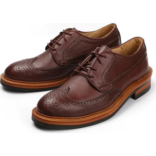2021 Top Quality Handmade Men Vintage British Casual Shoes Tooling Cow Leather Ankle Boots Business Wedding Dress Brogue Boots