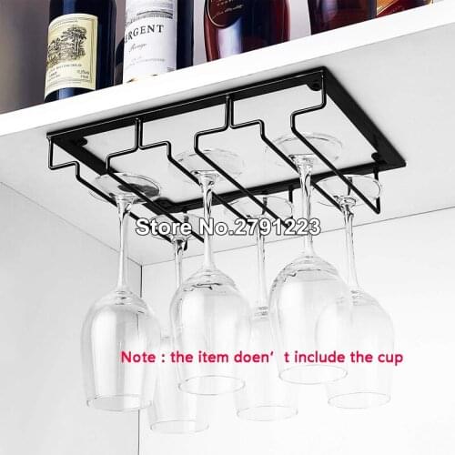 Free Shipping 3 Rows Iron Metal Craft 3 Rows Stemware Hanger Wine Glass Holder Decorative Stemware Rack Shelf - Black