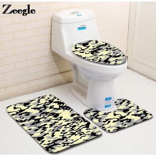 3 Piece Microfiber Anti Slip Carpet Bathroom Rug Printed Bathroom Cover Toilet Seat Mat Absorbent Shower Room Floor Mats