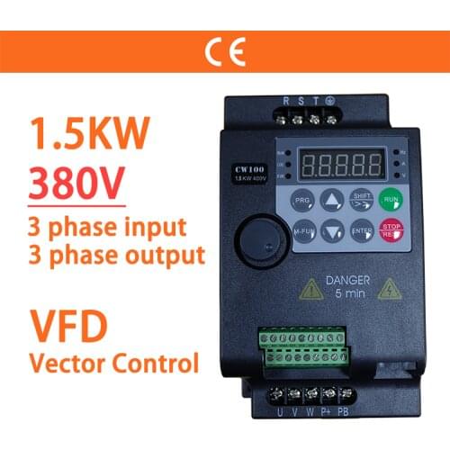 1.5KW 380V Variable Frequency Drive 3 Phase Input 3 Ph Output 2HP Economical Small VFD Variator for Motor Speed Control Inverter