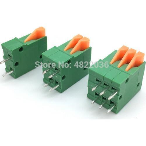 50pcs KF141V 2.54mm Pitch Spring Terminal Blocks Connector 2/3/4/5/6/7/8/910Pin KF141R Straight Needle