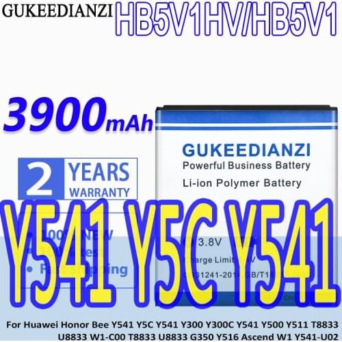 GUKEEDIANZI Battery HB5V1HV HB5V1 3900mAh For Huawei Honor Bee Y541 Y5C Y541 Y300 Y300C Y541 Y500 Y511 T8833