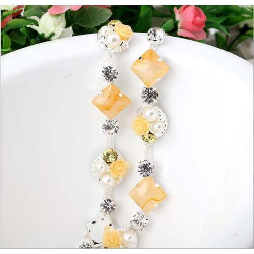 Free Shipping 5 yards Crystal Rhinestone Trim, Rhinestone Applique, Bridal Applique,Wedding Applique,Rhinestone Chain TONG023