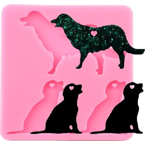 Shiny Dog Family Silicone Mold DIY Animals Key Ring Epoxy Resin Mould Dog Mother Baby Pendant Jewelry Crafting Keychains Moulds