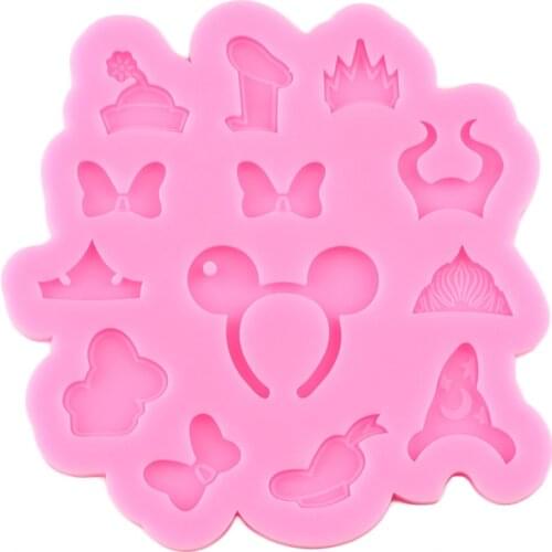 Disney Mickey Palette Keychain Silicone Mold Bow Crown Craft Epoxy Resin Mold Headband Pendant Charms Making Jewelry Moulds