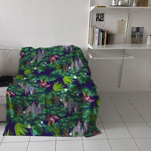 Jungle Castle Mushroom Home Blanket High Quality Bedroom Living Room Sofa Blanket Lounge Hotel Travel Portable Soft Blanket