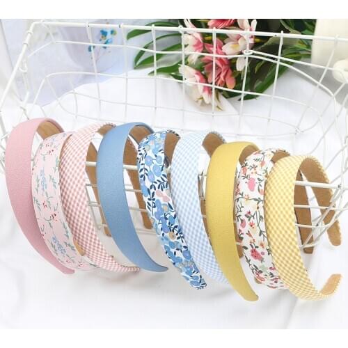 Hot Sale 1Pc Floral Wide Headbands Girls Summer Sweet Hair Clip Solid Flower Plaids Vintage Head Wrap Women Fashion Headwear