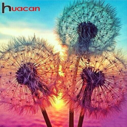 Huacan 5D Diamond Painting Dandelion Full Square/Round Diamond Embroidery Art Home Decoration