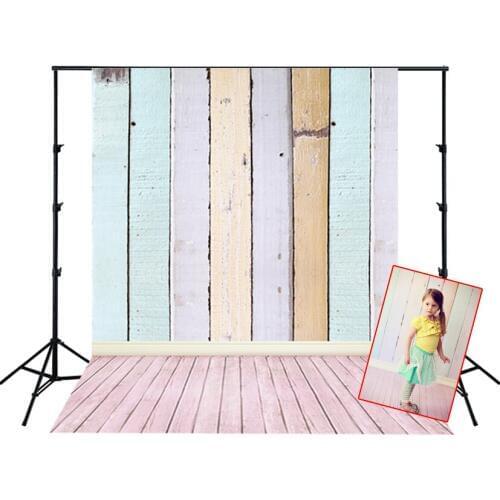 HUAYI Photography Backdrop Wooden Colorful Planks Floor Photo Booth Background Customize Newborns Child Studio Backdrop XT-2849