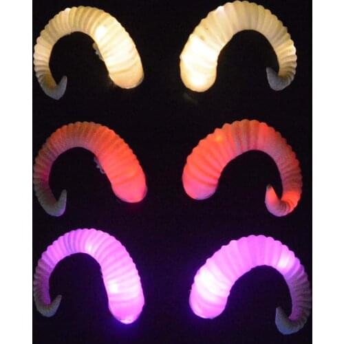 White Simulation Goat LED Glow Light Sheep Horn DIY Blinking Hair Clip Cosplay Artificial Gothic Craft Head Wear Neon Party