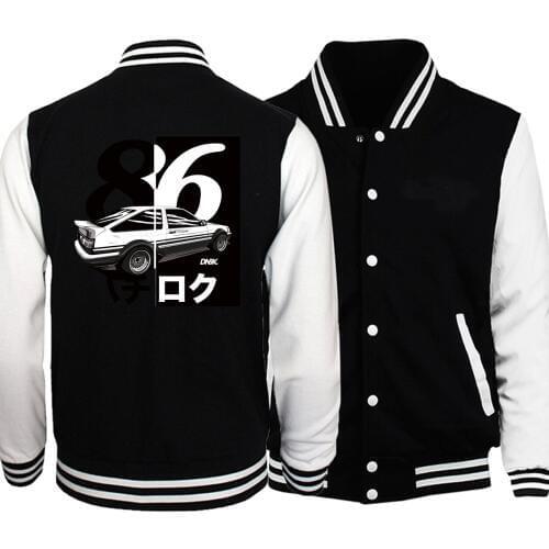 Initial D Baseball Men Japanese Anime Harajuku Jackets Coats Winter Autumn Fleece Sportswear Bomber Streetwear Plus Size Mens