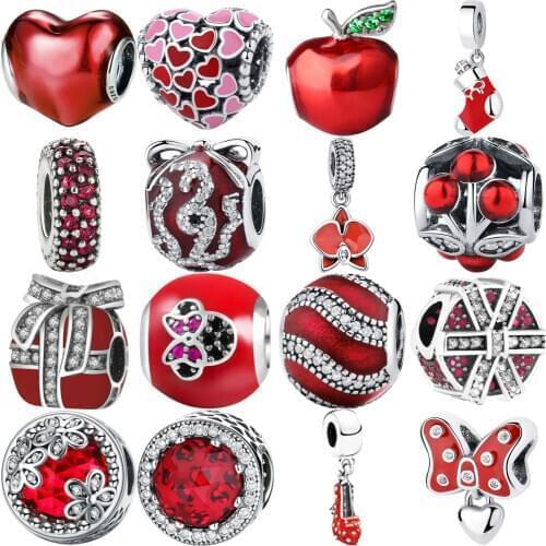 Red Designer 925 Sterling Silver Bracelet Charms Beads Fit Original Charms Bracelets for Women Necklace Womens Jewelry
