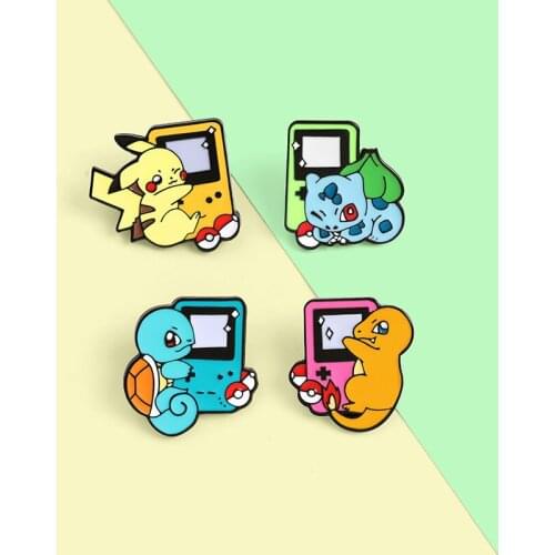 Cute Japanese Style Anime Movies Pokemon Badge Pikachu Enamel Pins Game Lapel Pin Animal Brooch Gifts for Fans Friend Wholesale