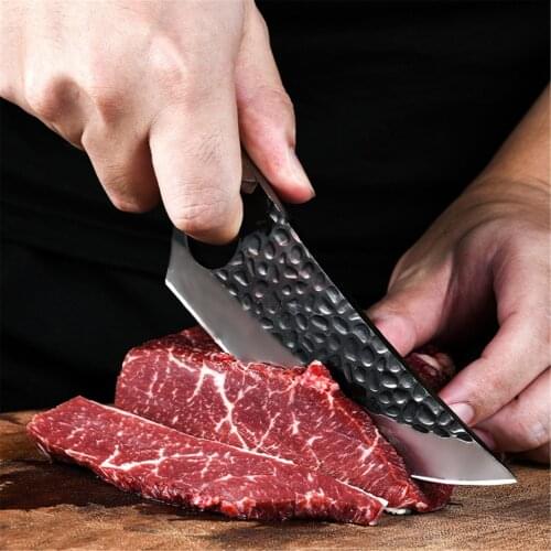 Multifunctional Kitchen Boning Knife, Meat Cleaver Hand Forged Cleaver Knife With Leather Sheath, Carbon Steel Meat Chef Knifes