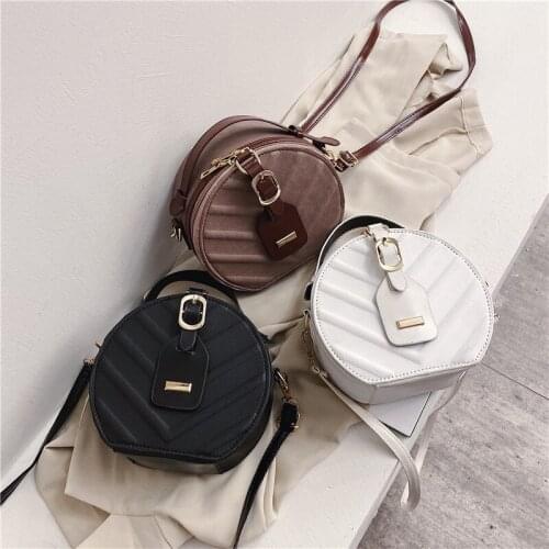 Europe and the United States fashion texture womens bag solid color Shoulder Bag Messenger small round bag mobile phone bag #30