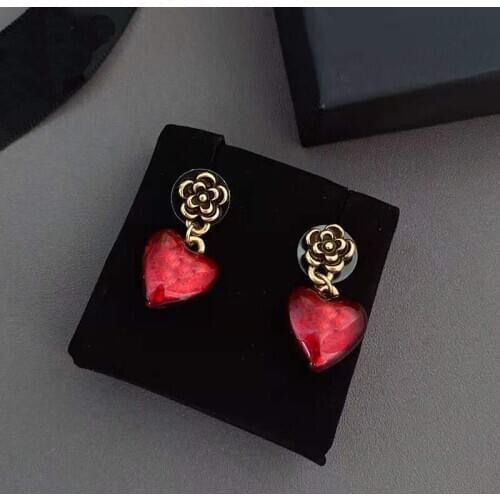Hot Fashion Jewelery Woman Black AndRed Flower Earrings Party High Quality Cute Fashion Party Studing Jewelry