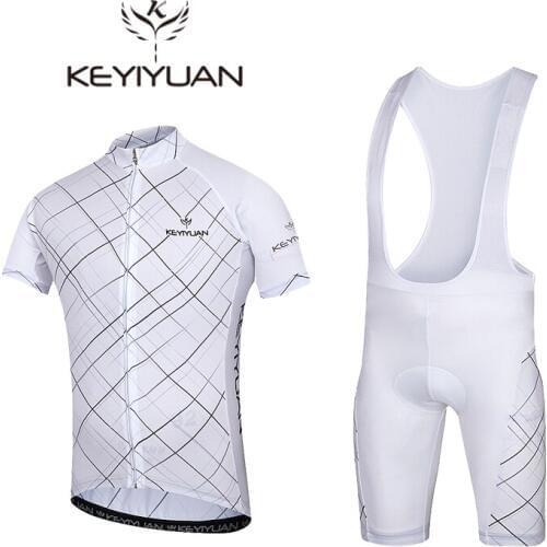 Keyiyuan White pro team Cycling Set Mountain Bike Clothing Summer Breathable Uniforme Cycling Jersey Set Quick Dry Bicycle Wear