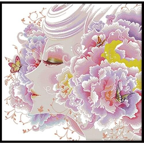 The Perfect Beauty Cross Stitch Sets 11CT Needlework Sets 14CT Printed on Canvas Embroidery Kits Cross Stitch Kits Counted Cloth