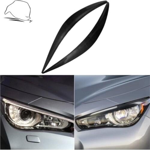 For Infiniti Q50 2014-2019 Carbon Fiber Headlight Eyebrows Cover Trim Auto Headlamp Eyelid Paste On Car Tuning Accessories