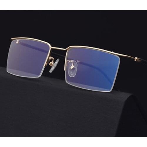 Titanium Alloy Half Frame Spectacle Frame For Mens Simple Business Optical Frame For Womens Leisure And Comfortable Eyeglasses