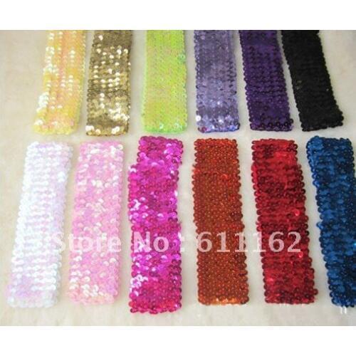 About 19 cm (5 row )Sequin Headbands Mix Color Child Headbands For Girl Stretch Sequin Headband best sale