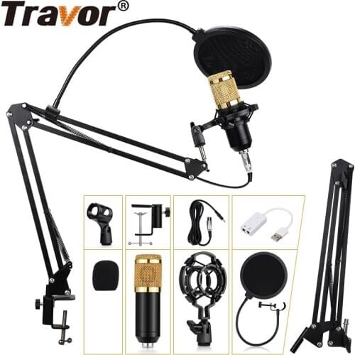 Travor Professional Studio Microphone Condenser Audio 3.5mm Wired Microphone Vocal Record KTV Karaoke for Computer Studio Record