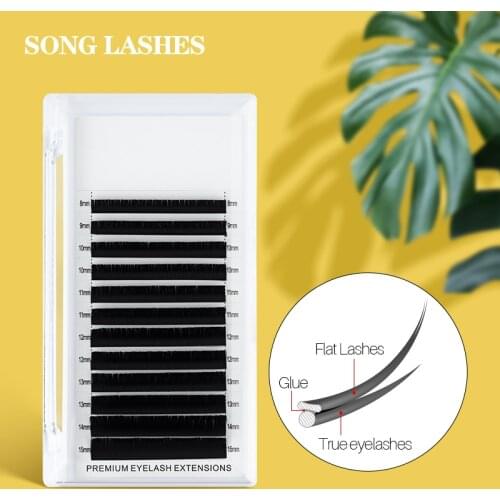 SONG LASHES New Pure Dark Styles Flat Ellipse Eyelash Extension Split Tips Ellipse Shaped Natural light false Ellips