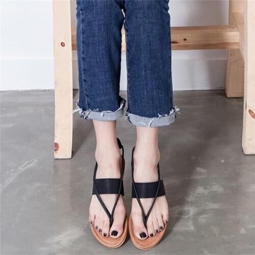 Summer Women Flip Flops Female Low Heels Beach Flat Sandals Rome Style Cross Tied Sandals Shoes size 39