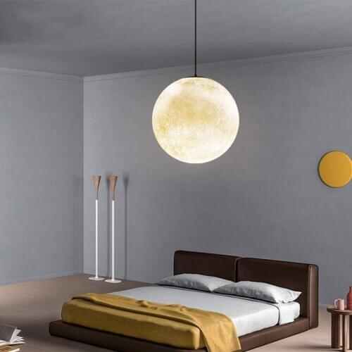 Modern led Pendant Lights Creative 3D Print Moon Novelty Creative Atmosphere Night Light Lamp Restaurant/Bar Hanging Lighting