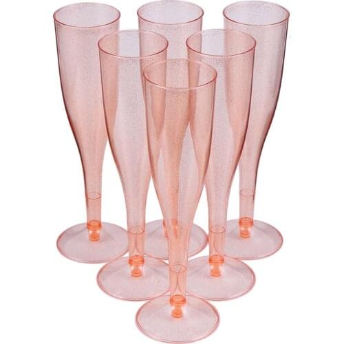 30pcs Champagne Cup Disposable Plastic Cup Party Storage Champagne Cup for Bar Store (Golden Pink)