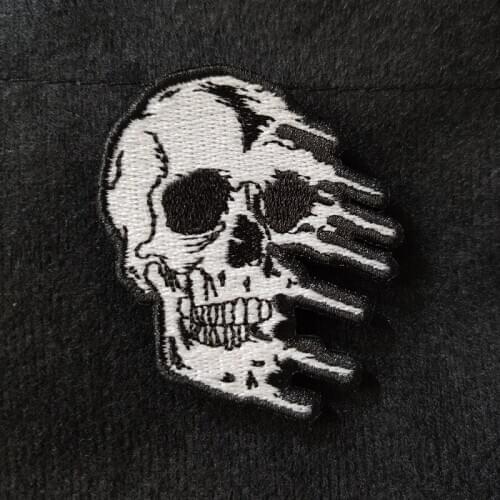 Luminous Skull Black And White Embroidered Patch Chapter Velcro Tactical Military Patches Combat Emblem Applique Badges