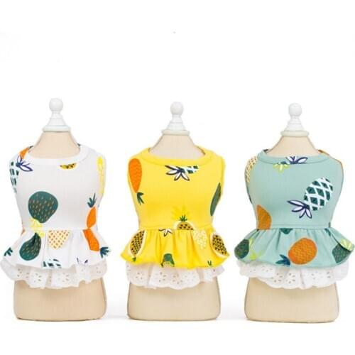 Pet Dog Fashion Pineapple Pattern Comfortble Cotton Clothes Cool Summer Dresses For Small Dogs DC786