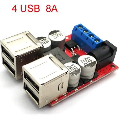 DC-DC Vehicle Charging Board 8V-35V 5V 8A Power Supply Depressurization Module 4 Port USB Output Mobile Charger