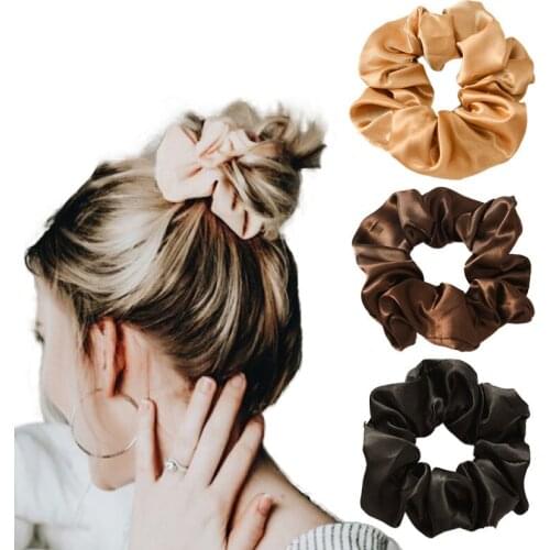 Women Silk Headband Elasticity Handmade Multicolor Headband Ponytail Headband Hair Accessories Satin Silk Solid Color